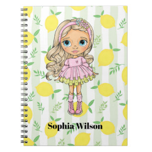 Girl with Lemons Preppy Back-To-Schoo Notebook