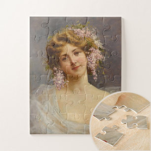 Girl with Lilacs, Achille Beltrame Art  Jigsaw Puzzle