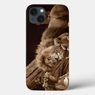 Girl with Lion and Teddy Bear iPhone 13 Case
