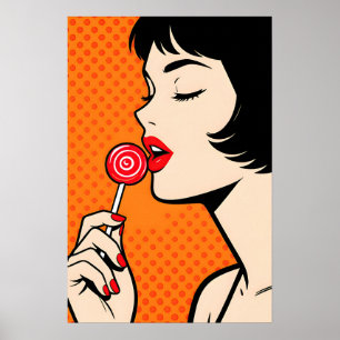 Girl with Lollipopl Pop Art Poster