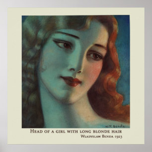 Girl with Long Blonde Hair by Wladyslaw Benda Poster