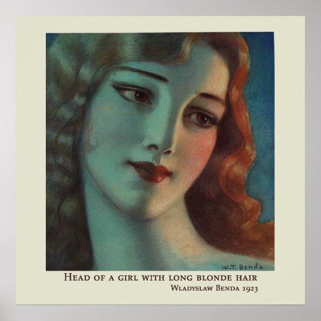 Girl with Long Blonde Hair by Wladyslaw Benda Poster (Front)