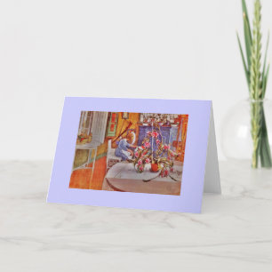 Girl with Loom and Flowers Card