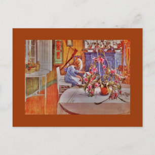 Girl with Loom and Flowers Postcard