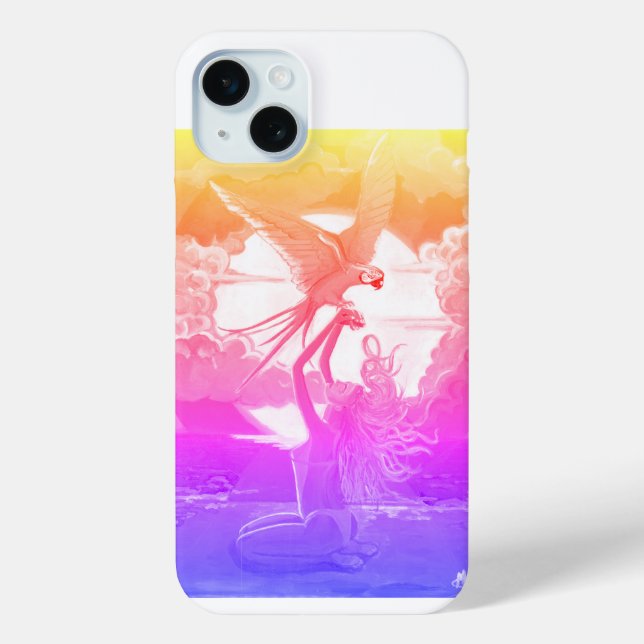 Girl with Macaw at Sunset Case-Mate iPhone Case (Back)