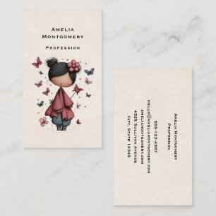 Girl with Magic Wand and Butterflies Business Card