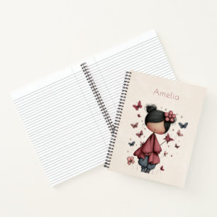 Girl with Magic Wand and Butterflies Notebook