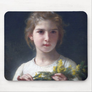 Girl with Mimosa, Bouguereau Mouse Mat