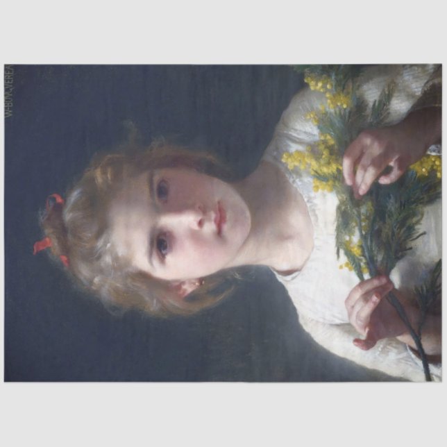 Girl with Mimosa, Bouguereau Tissue Paper (Front)