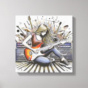 Girl with musical vibes canvas print