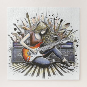 Girl with musical vibes jigsaw puzzle