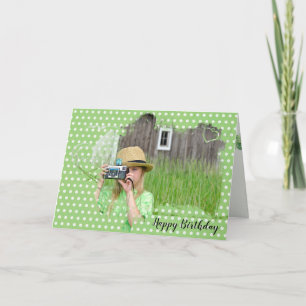 Girl With Old Camera Birthday Card