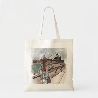 Girl with Opera house at Sydney. Tote Bag