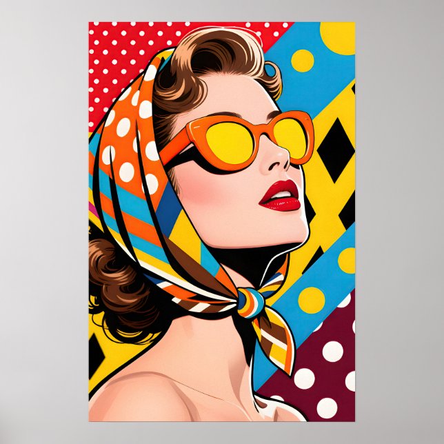 Girl with Orange Sunglasses Pop Art Poster (Front)