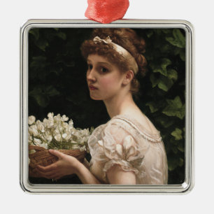Girl With Pea Blossoms (by Edward Poynter) Metal Tree Decoration