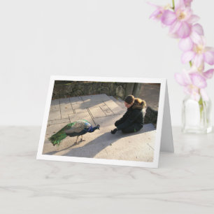 Girl with Peacock Card