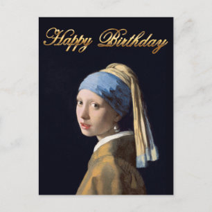 Girl with pearl earring 1665 Happy Birthday Postcard