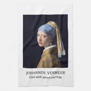 Girl with pearl earring 1665 Johannes Vermeer Tea Towel