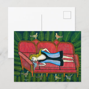 Girl with Pigeons   Morris Hirshfield   Postcard
