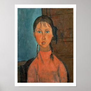 Girl with Pigtails, c.1918 (oil on canvas) Poster