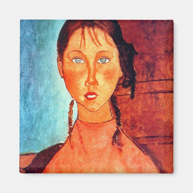 Girl with Pigtails, Modigliani Magnet (Front)