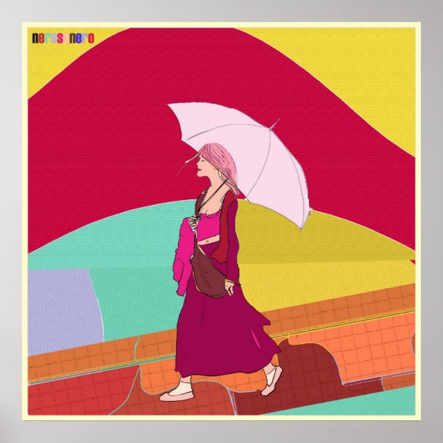 Girl with pink umbrella poster (Front)