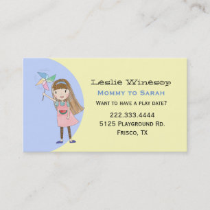 Girl with Pinwheel Mummy Play Date Card