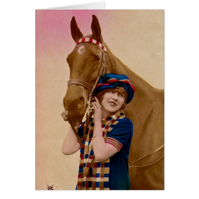 Girl with plaid scarf and horse (Front)