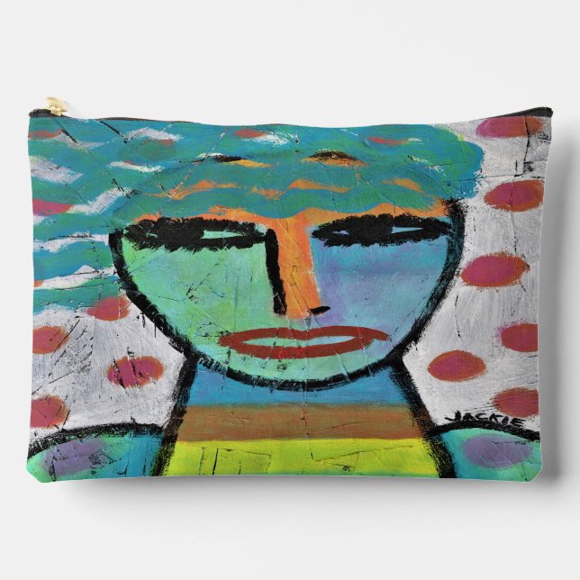 Girl with Polka Dots Abstract Art Accessory Pouch (Front)