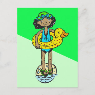 Girl with Pool Toy Postcard