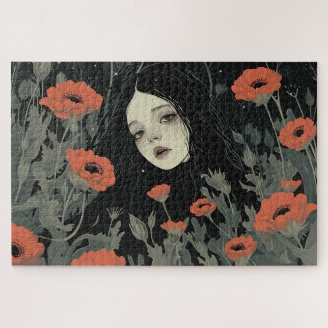 Girl With Poppies Jigsaw Puzzle (Horizontal)