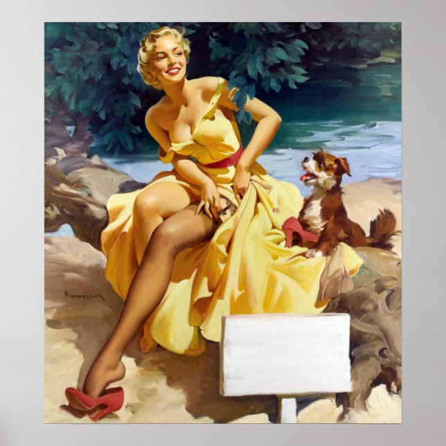 Girl with Puppy Pin Up Poster (Front)