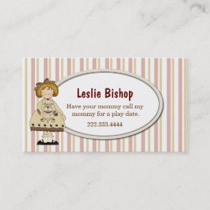 Girl with Puppy Striped Play Date Card