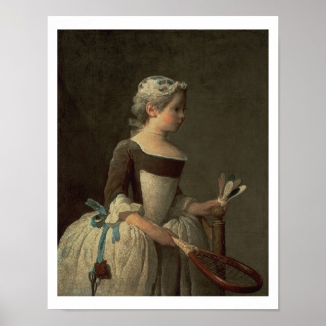 Girl with Racket and Shuttlecock Poster (Front)