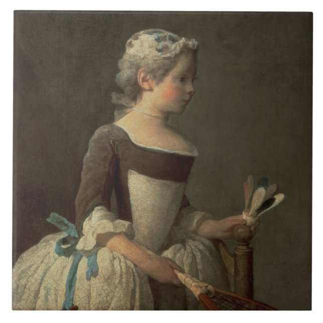 Girl with Racket and Shuttlecock Tile (Front)