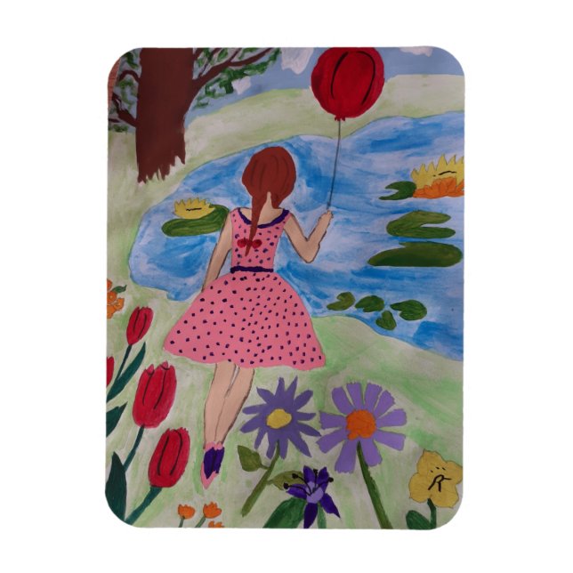 Girl With Red Balloon Flexible Photo Magnet (Vertical)