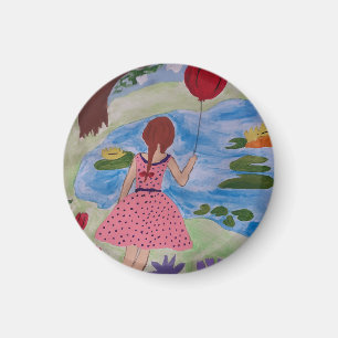 Girl With Red Balloon Magnet