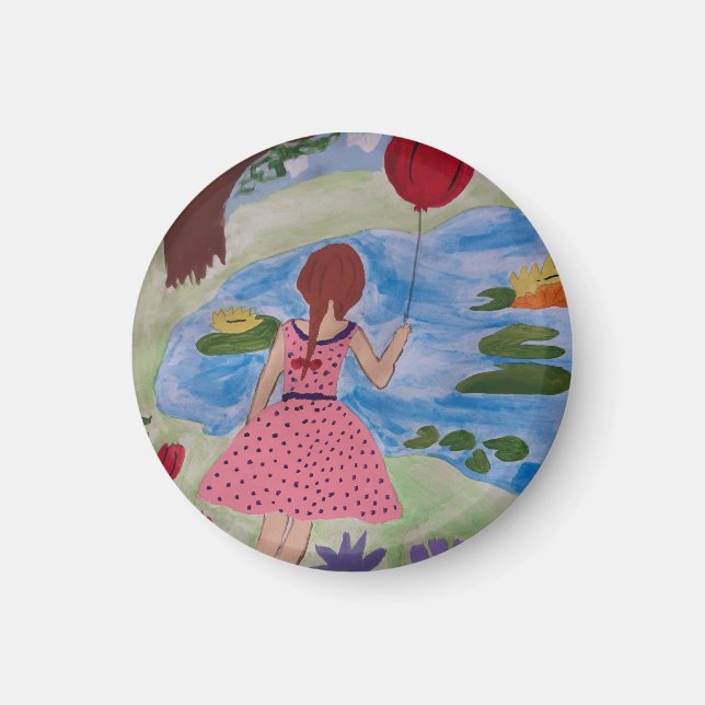 Girl With Red Balloon Magnet (Front)