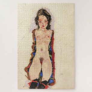 Girl with Red Garters Egon Schiele Jigsaw Puzzle