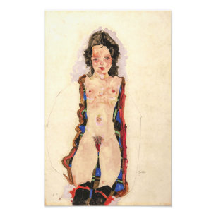 Girl with Red Garters Egon Schiele Photo Print