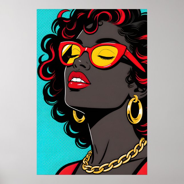 Girl with Red Lips Pop Art Poster (Front)