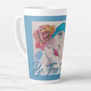 Girl With Red Rose Be True To You Latte Mug