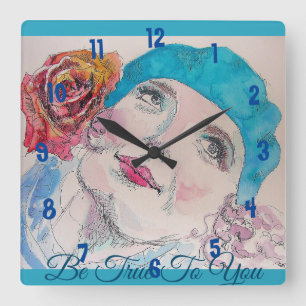 Girl With Red Rose Beret Be True Girls Room Clock