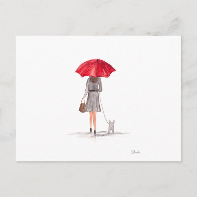 Girl with red umbrella postcard (Front)