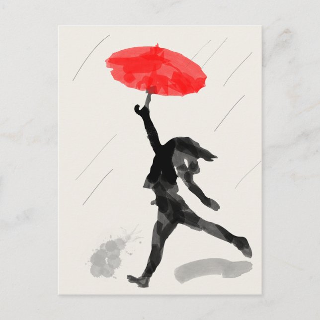 Girl With Red Umbrella Sketch Card (Front)