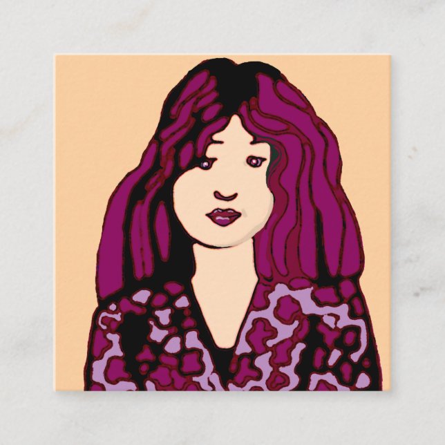 Girl with red violet hair Calling Card (Front)