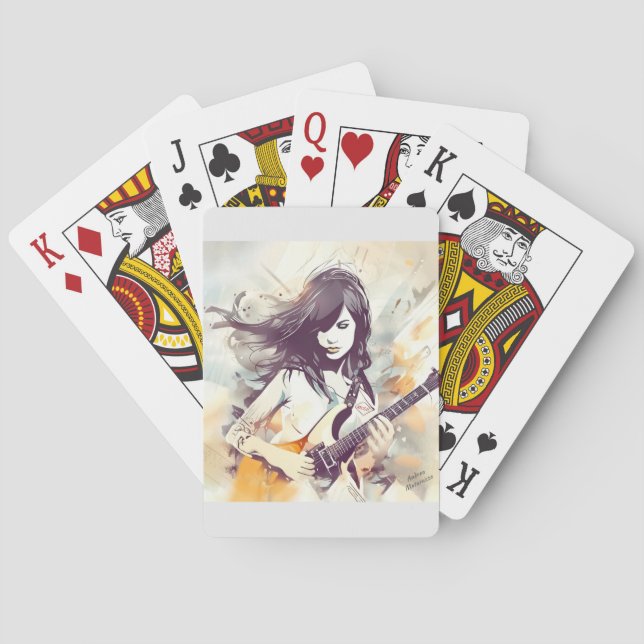 Girl with rock music vibes playing cards (Back)