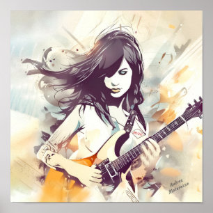 Girl with rock music vibes poster