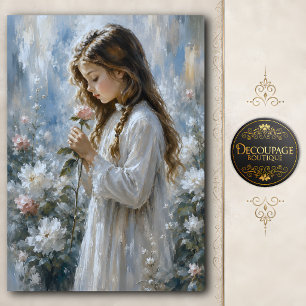 Girl with Rose Garden Decoupage Tissue Paper
