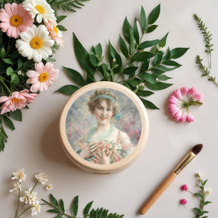 Girl with roses By Emile Vernon Classic Round Sticker